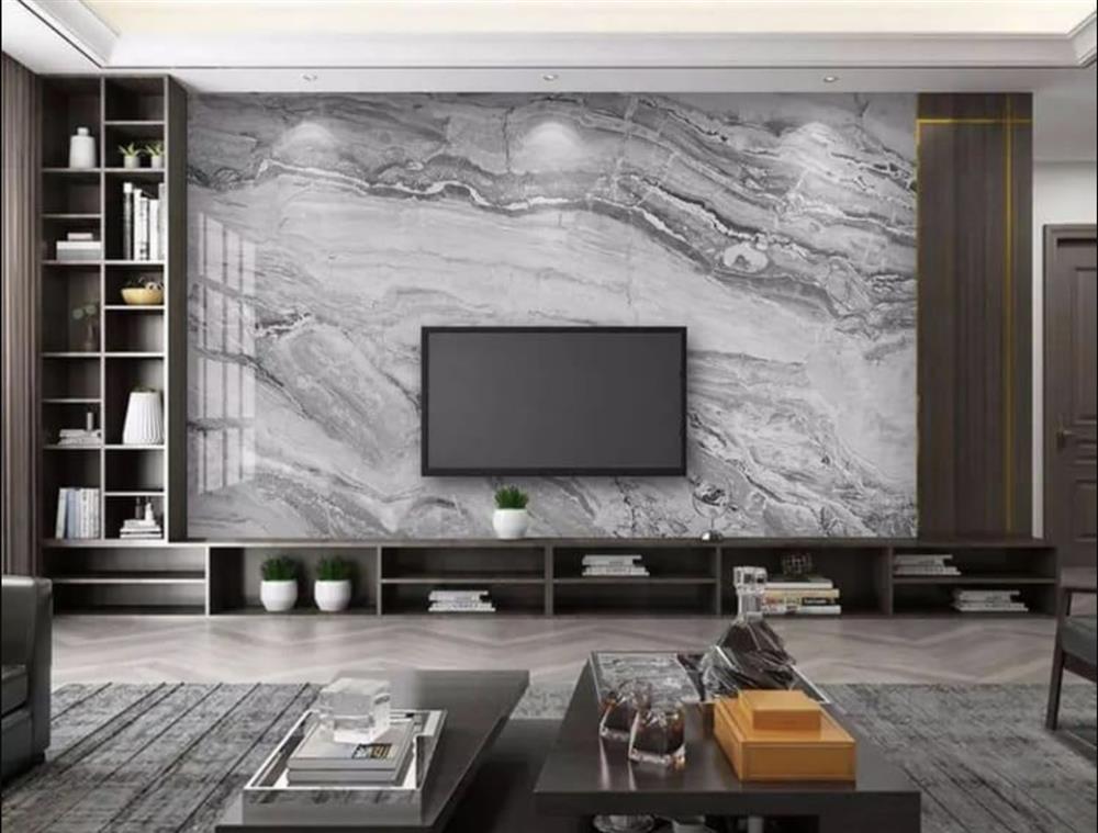 Vách ốp trang trí từ đá tạo điểm nhấn cho căn phòng